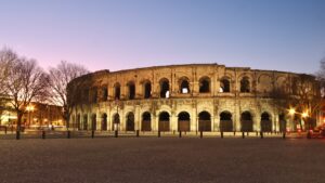 Nimes ampitheatre on Classics school trip to France
