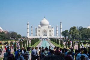 Tourists at the Taj Mahal